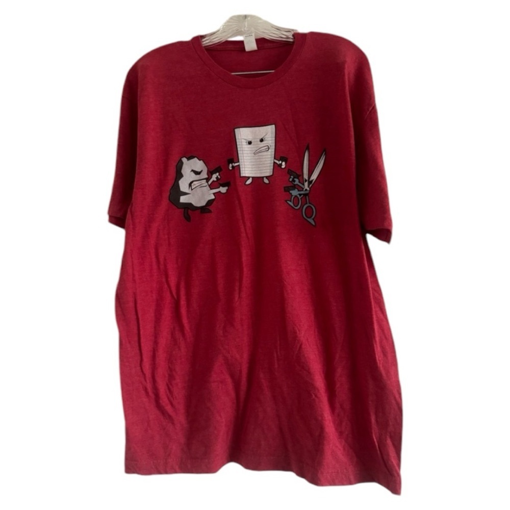 ROCK PAPER SCISSOR (Tultex) Men’s Red T-Shirt-Size XL